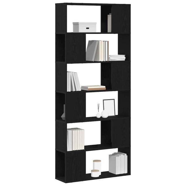 Bücherregal Schwarz Eiche 80x24x186 cm Holzwerkstoff