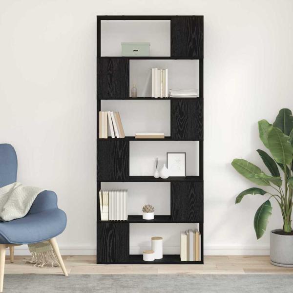 Bücherregal Schwarz Eiche 80x24x186 cm Holzwerkstoff