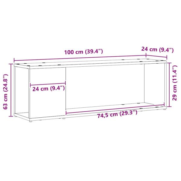 Bücherregal Schwarz Eiche 100x24x32 cm Holzwerkstoff