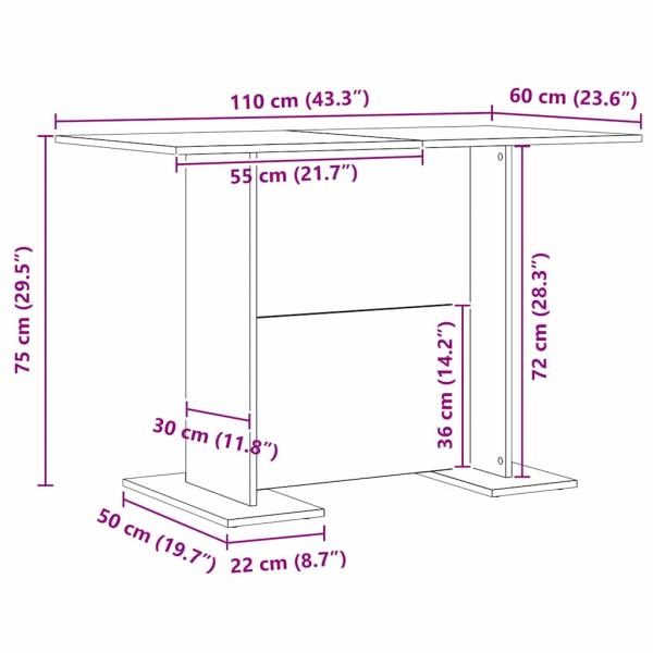Esstisch Beton Grau 110x60x75 cm Holzwerkstoff