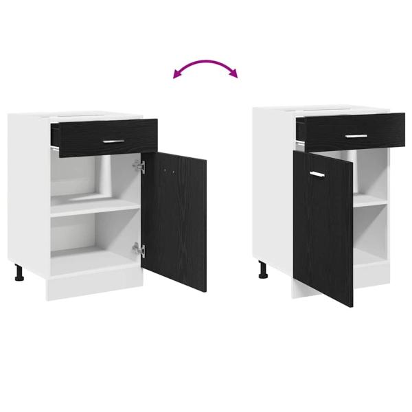 Schwarzer Eiche Schubladenschrank - 50x46x81,5 cm, Hergestellt aus Holzwerkstoff