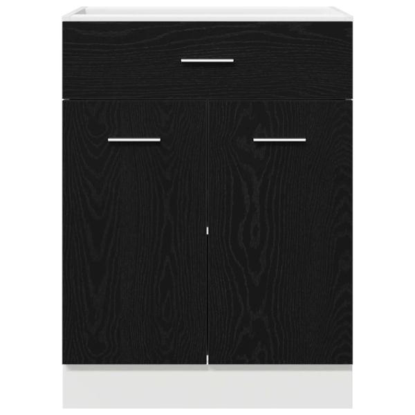 Schwarzer Eichen-Schubladenunterschrank - 60x46x81,5 cm Aus Holzwerkstoff