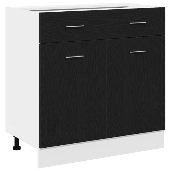 Schrank mit Schublade in Schwarz-Eiche, 80x46x81.5 cm, Hergestellt aus Holzwerkstoff