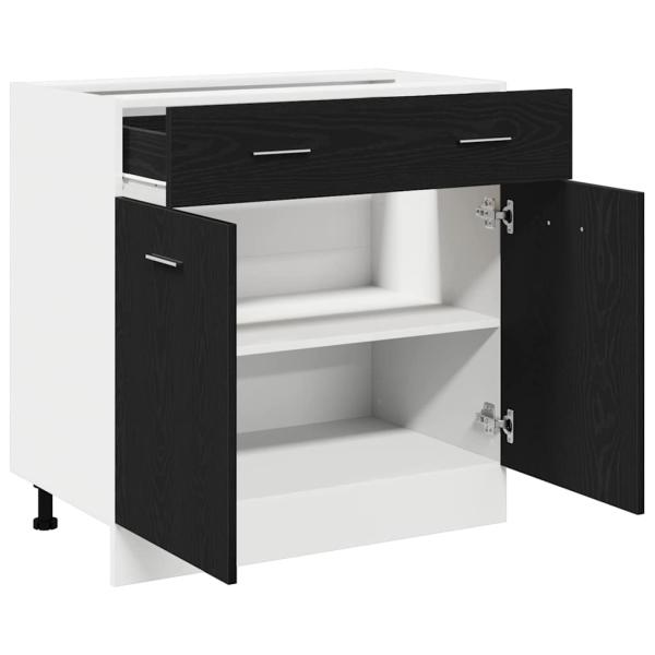 Schrank mit Schublade in Schwarz-Eiche, 80x46x81.5 cm, Hergestellt aus Holzwerkstoff