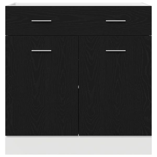 Schrank mit Schublade in Schwarz-Eiche, 80x46x81.5 cm, Hergestellt aus Holzwerkstoff