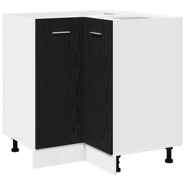 Schwarzer Eichen-Eckunterschrank - 75.5x75.5x81.5 cm
