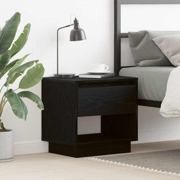 ARDEBO.de - Nachttisch Schwarz Eiche 45x34x48 cm Holzwerkstoff