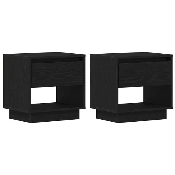 Nachttisch 2 Stück Schwarz Eiche 45x34x49 cm Holzwerkstoff