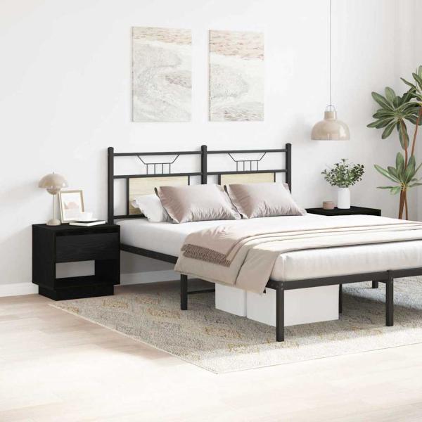 Nachttisch 2 Stück Schwarz Eiche 45x34x49 cm Holzwerkstoff