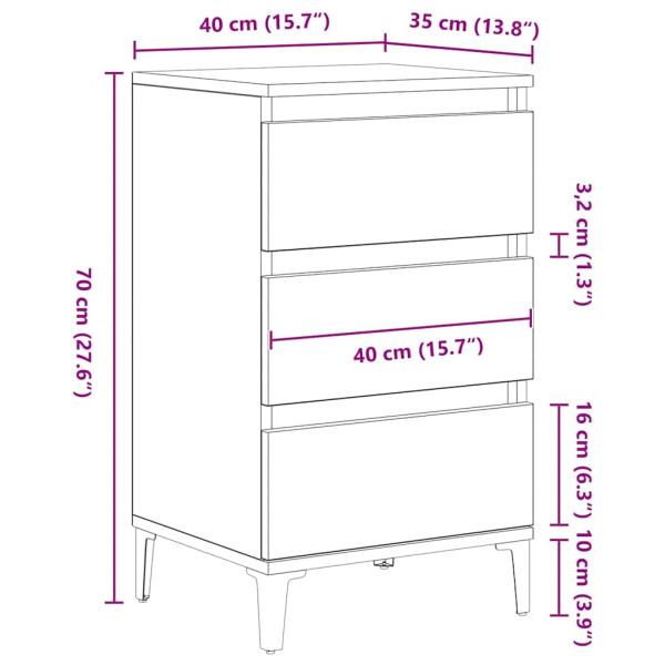 Nachttisch Altholz 40x35x70 cm Werkstoffholz