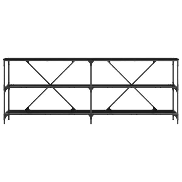 Konsolentisch Schwarz Eiche 200x30x75 cm aus Spanplatte und Stahl