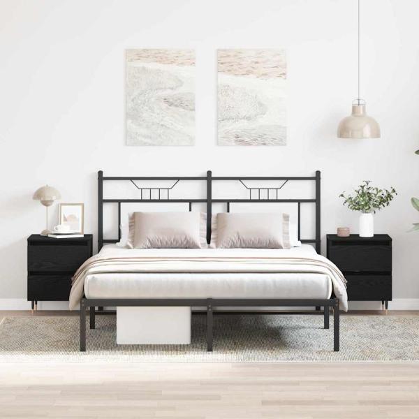 ARDEBO.de - Nachttische 2 Stück Schwarz Eiche 40x35x50 cm Spanplatte