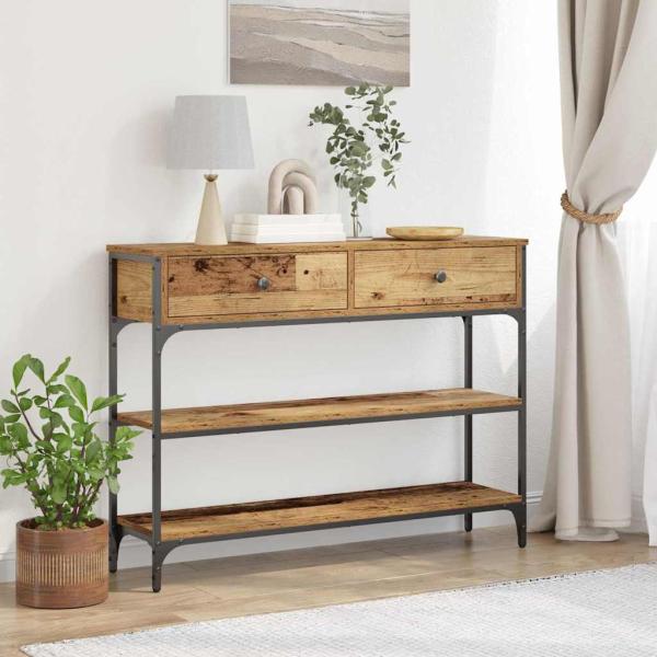 ARDEBO.de - Konsolentisch Alte Holz 100x25x75 cm Ingenieurholz und Stahl