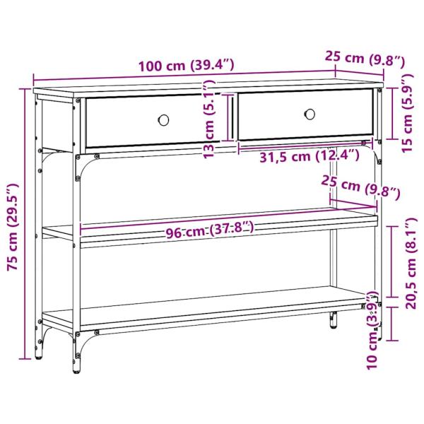 Konsolentisch Alte Holz 100x25x75 cm Ingenieurholz und Stahl