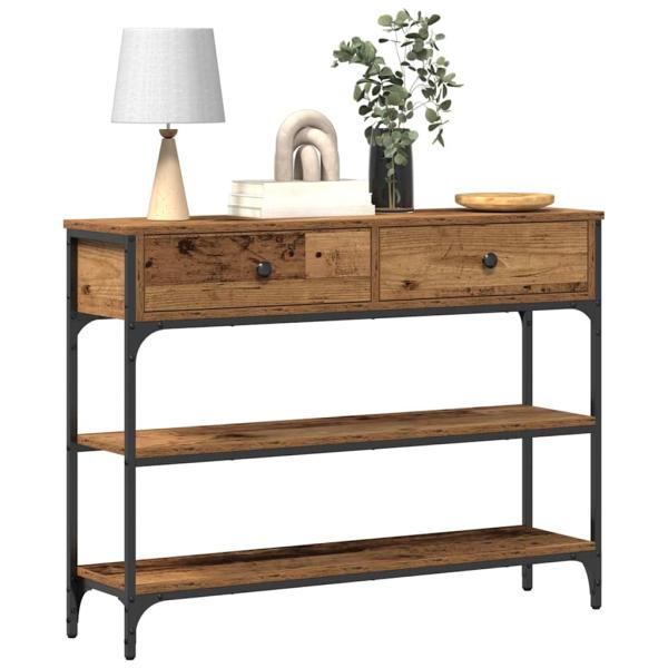 Konsolentisch Alte Holz 100x25x75 cm Ingenieurholz und Stahl