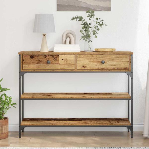 Konsolentisch Alte Holz 100x25x75 cm Ingenieurholz und Stahl