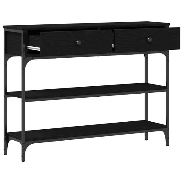 Konsole Tisch Schwarz Eiche 100x25x75 cm Ingenieurholz & Stahl