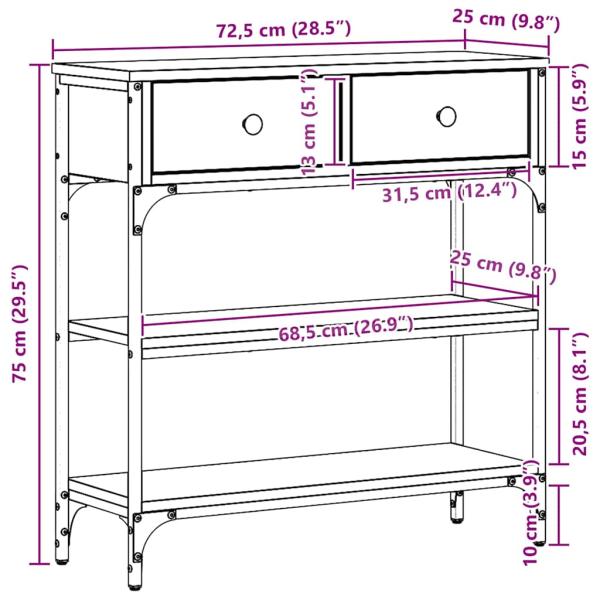 Konsole Tisch Alte Holz 72,5x25x75 cm Ingenieurholz & Stahl