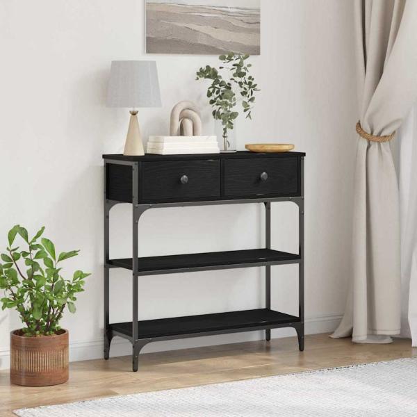 ARDEBO.de - Konsolentisch Schwarz Eiche 72,5x25x75 cm Holzwerkstoff & Stahl
