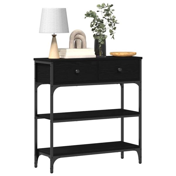 Konsolentisch Schwarz Eiche 72,5x25x75 cm Holzwerkstoff & Stahl