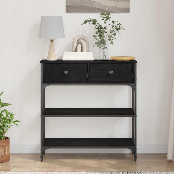 Konsolentisch Schwarz Eiche 72,5x25x75 cm Holzwerkstoff & Stahl