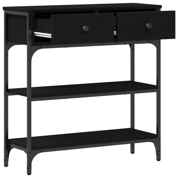 Konsolentisch Schwarz Eiche 72,5x25x75 cm Holzwerkstoff & Stahl
