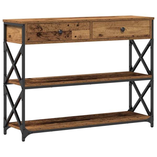 Konsolentisch Alteiche 100x28x75 cm Besteck Holz & Stahl