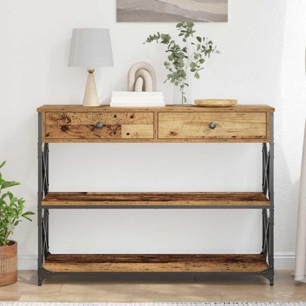 Konsolentisch Alteiche 100x28x75 cm Besteck Holz & Stahl