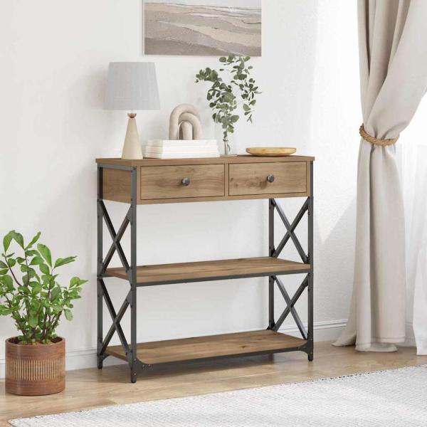 ARDEBO.de - Konsole Tisch Artisan Eiche 75x28x75 cm Ingenieure Holz und Stahl