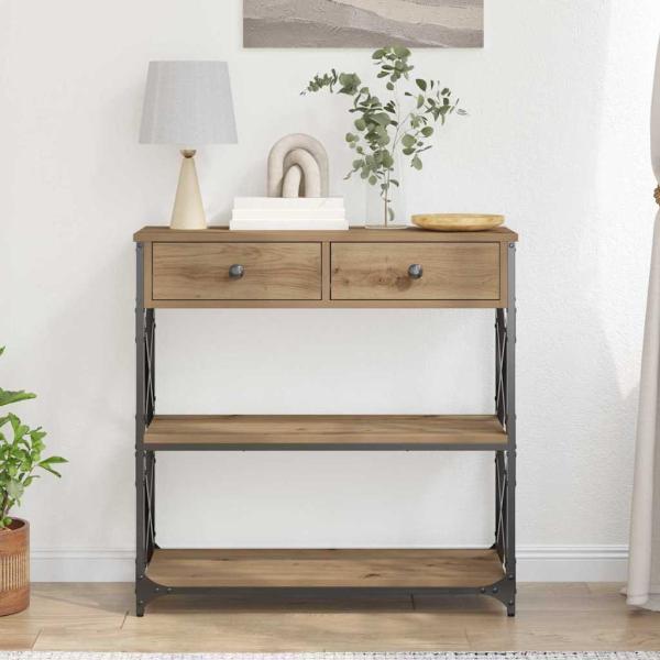 Konsole Tisch Artisan Eiche 75x28x75 cm Ingenieure Holz und Stahl