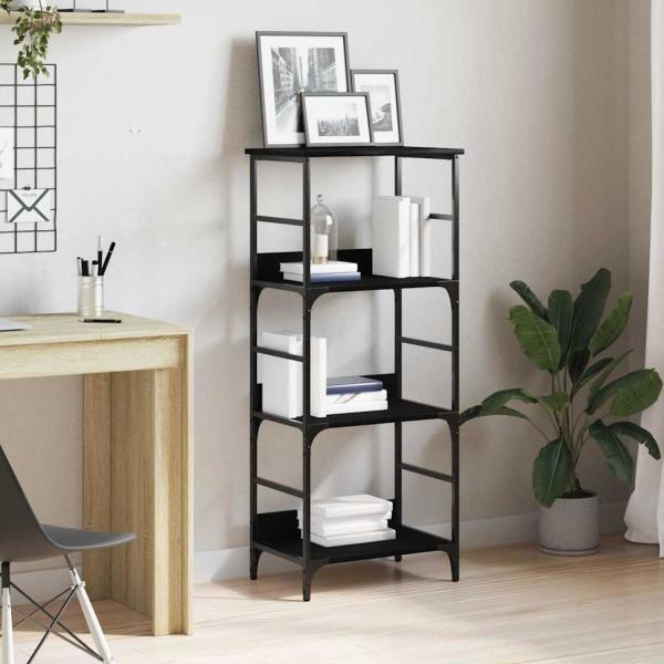 ARDEBO.de - Bücherregal Schwarz Eiche 50x33x117,5 cm Holzwerkstoff und Stahl