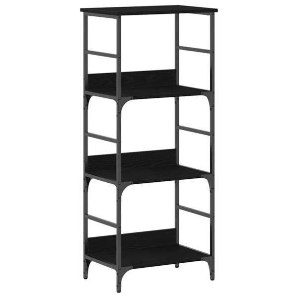 Bücherregal Schwarz Eiche 50x33x117,5 cm Holzwerkstoff und Stahl