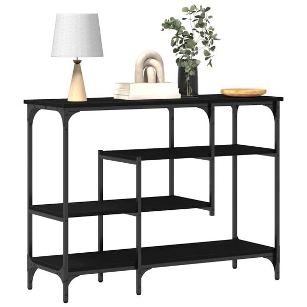 Konsolentisch Schwarzes Eichenholz 100x35x75 cm Ingenieurholz und Stahl