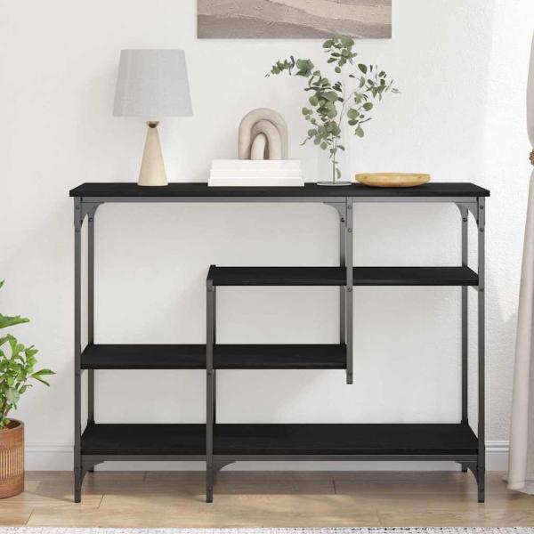 Konsolentisch Schwarzes Eichenholz 100x35x75 cm Ingenieurholz und Stahl