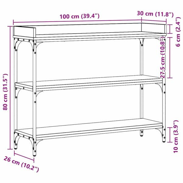 Konsolentisch Alte Eiche 100x30x80 cm Ingenieusholz und Stahl