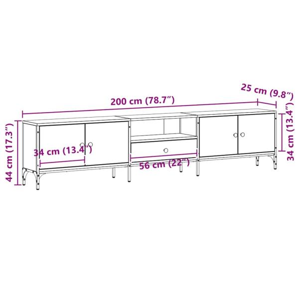 TV-Schrank mit Schublade Schwarz Eiche 200x25x44 cm Holzwerkstoff