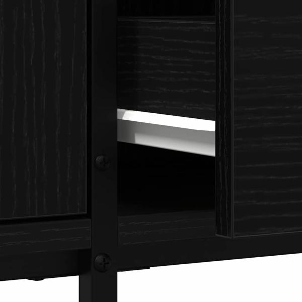 TV-Schrank mit Schublade Schwarz Eiche 200x25x44 cm Holzwerkstoff