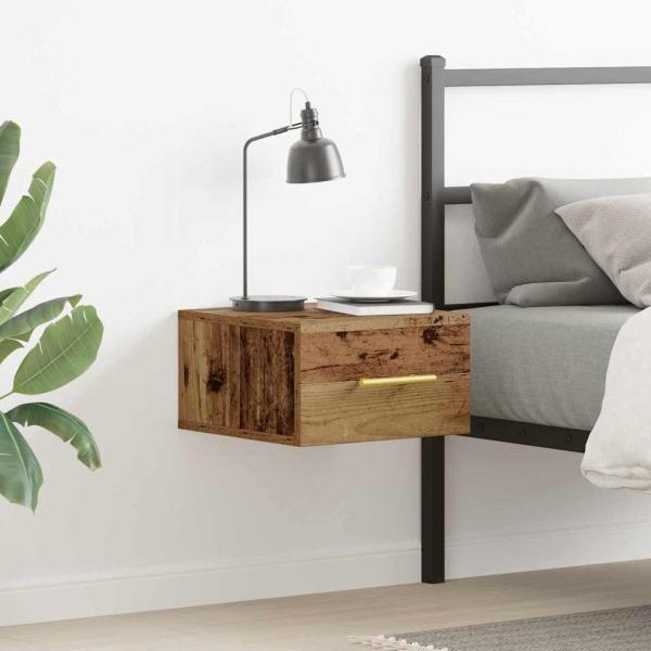 ARDEBO.de - Nachttisch Wandmontiert Altes Holz 35x35x20 cm