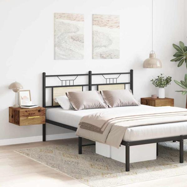 ARDEBO.de - Nachttische 2 Stück Wandmontiert Altholz 35x35x20 cm