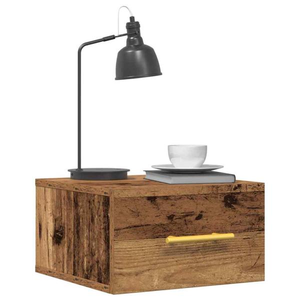 Nachttische 2 Stück Wandmontiert Altholz 35x35x20 cm