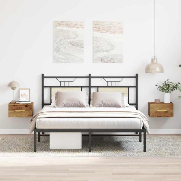 Nachttische 2 Stück Wandmontiert Altholz 35x35x20 cm