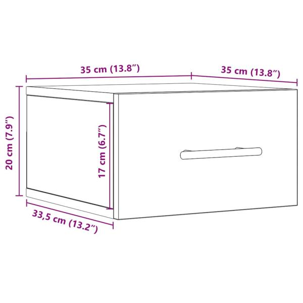 Nachttisch Wandmontiert Artisan Eiche 35x35x20 cm