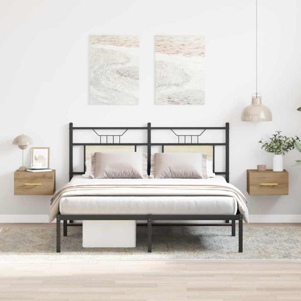 Nachttische 2er Set Wandmontiert Artisan Eiche 35x35x20 cm