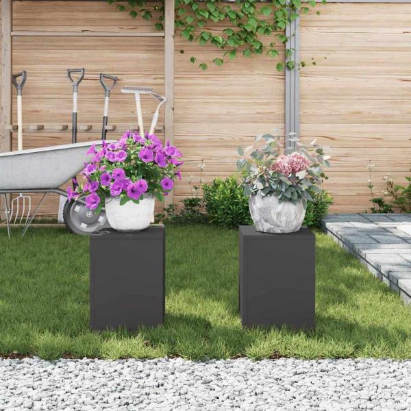 Outdoor Pflanzenständer Säule 2er Set Schwarz 24x24x35 cm Stahl