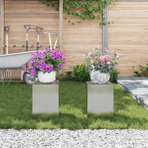 Outdoor Pflanzenstände Säule 2 Stück 24x24x35 cm Edelstahl