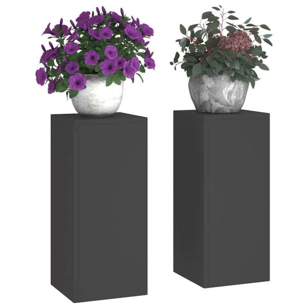 Outdoor Pflanzenständer Säule 2 Stk Schwarz 24x24x55 cm Stahl