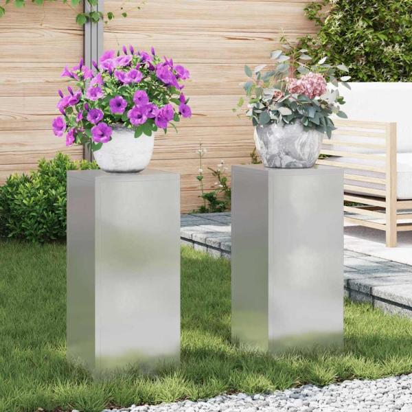 ARDEBO.de - Outdoor Pflanzenständer Säule 2 Stück 24x24x55 cm Edelstahl