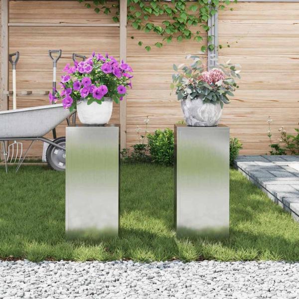 Außen Pflanzenständer Säule 2 Stück 24x24x55 cm Galvanisiertes Stahl