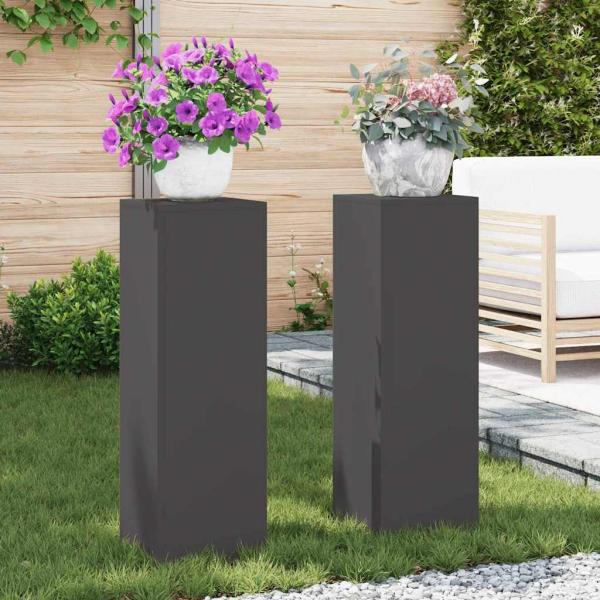 ARDEBO.de - Outdoor Pflanzenständer Säule 2 Stück Schwarz 24x24x75 cm Stahl