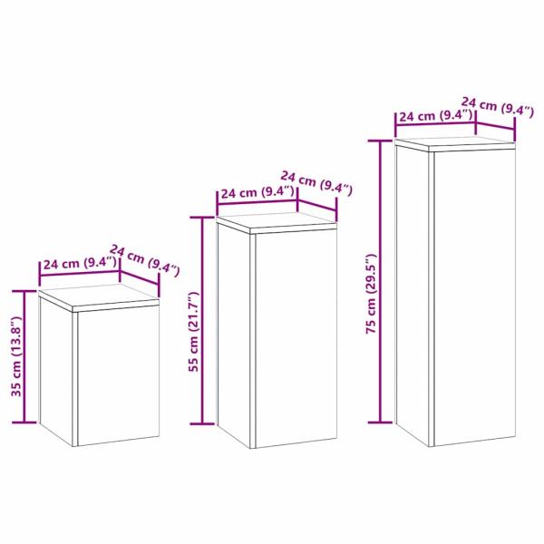 Outdoor Pflanzenständer Säule 3er Set Schwarz Stahl
